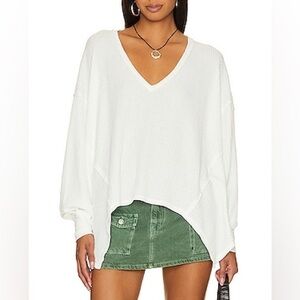 Free People Coraline Waffle Knit Thermal Long Sleeve Top Sz XS